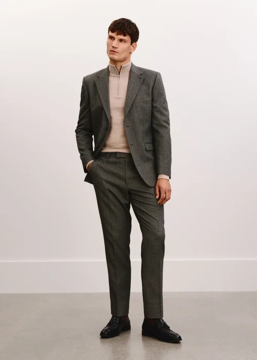 Taylor & Wright Charlton Charcoal Herringbone Tailored Fit Suit Jacket - 34 Chest Short Image 2