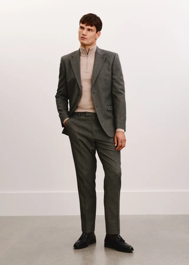 Taylor & Wright Charlton Charcoal Herringbone Tailored Fit Suit Jacket