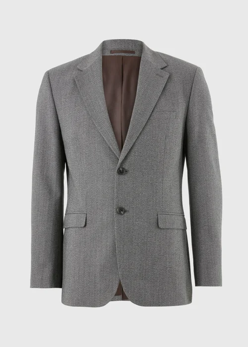 Taylor & Wright Charlton Charcoal Herringbone Tailored Fit Suit Jacket - 34 Chest Short Image 5