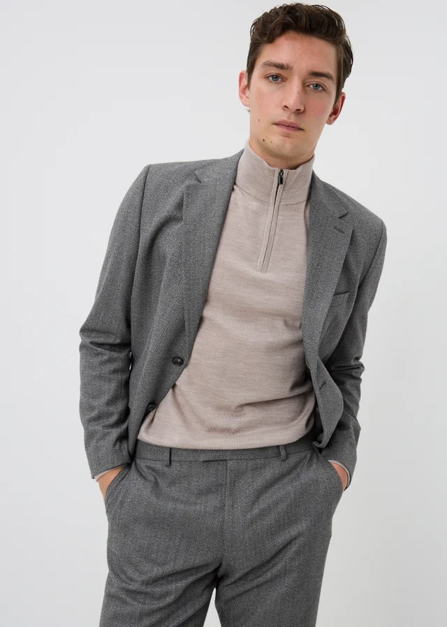 Taylor & Wright Charlton Charcoal Herringbone Tailored Fit Suit Jacket