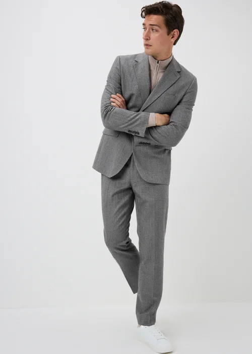 Taylor & Wright Charlton Charcoal Herringbone Tailored Fit Suit Jacket - 34 Chest Short Image 4
