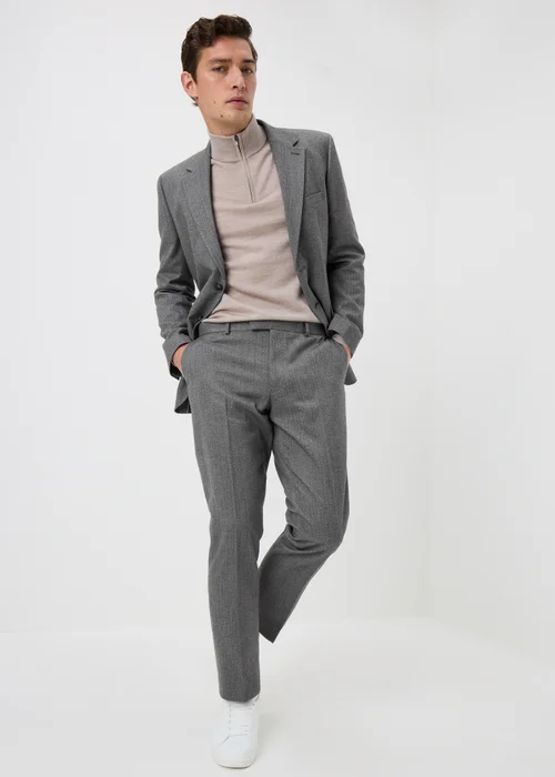 Taylor & Wright Charlton Charcoal Herringbone Tailored Fit Suit Trousers - 26/L29 Image 3