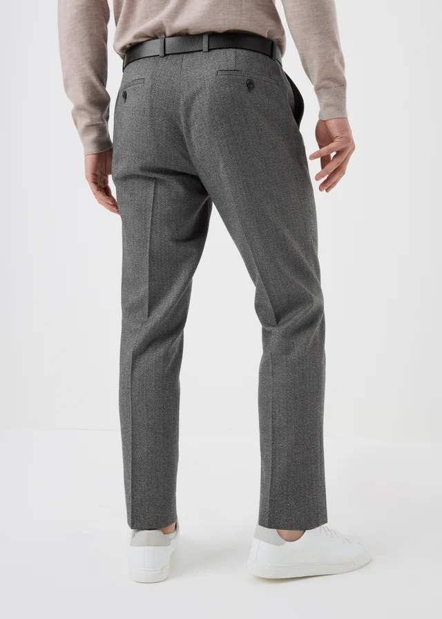 Taylor & Wright Charlton Charcoal Herringbone Tailored Fit Suit Trousers