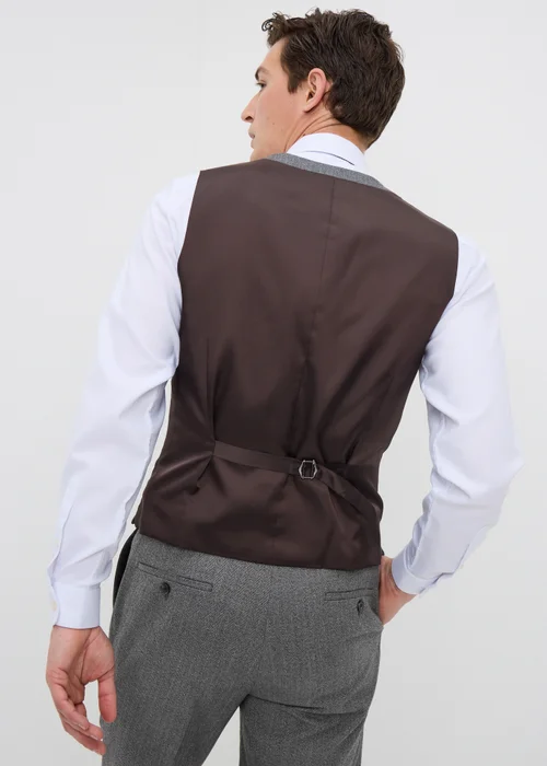 Taylor & Wright Charlton Charcoal Herringbone Suit Waistcoat - XS Image 2