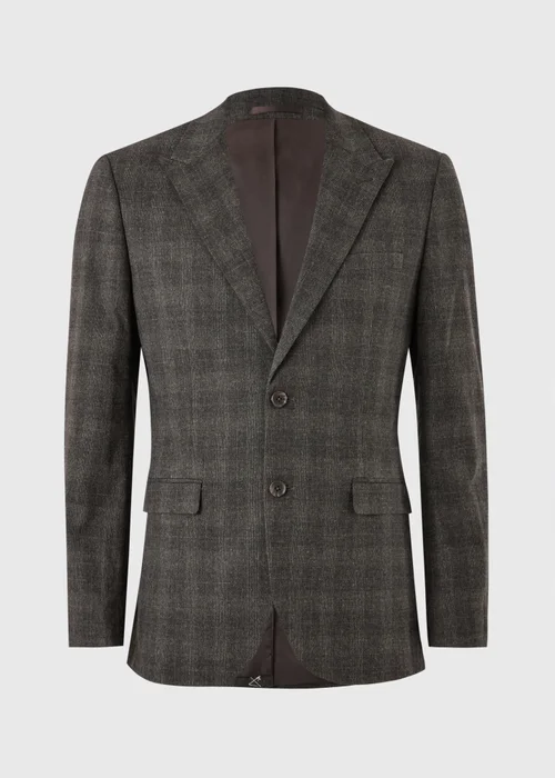 Taylor & Wright Stamford Brown Check Slim Fit Jacket - 34 Chest Short Image 5