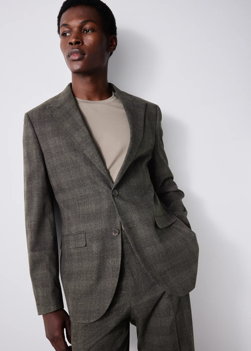 Taylor & Wright Stamford Brown Check Slim Fit Jacket - 34 Chest Short Image 1