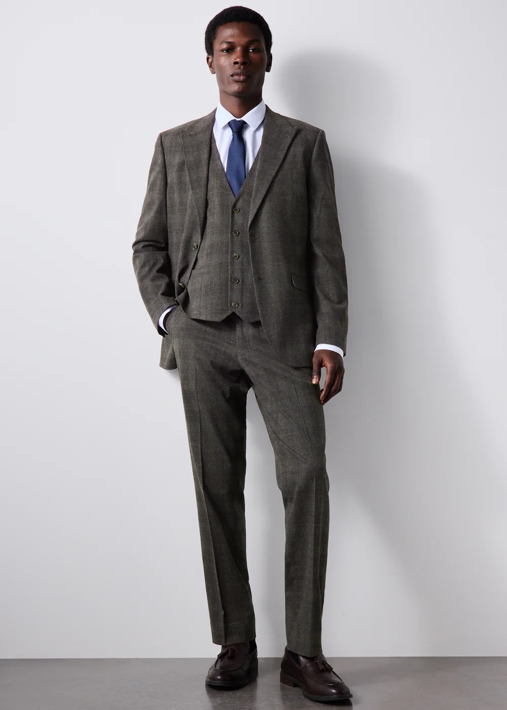 Taylor & Wright Stamford Brown Check Slim Fit Jacket - 34 Chest Short Image 2