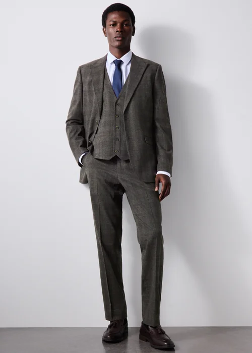 Taylor & Wright Stamford Brown Check Slim Fit Jacket - 34 Chest Short Image 2