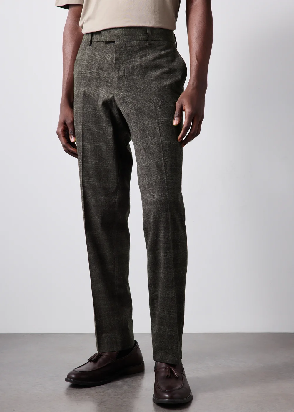 Taylor & Wright Brown Check Slim Fit Tailored Trousers - 26/L29 Image 2