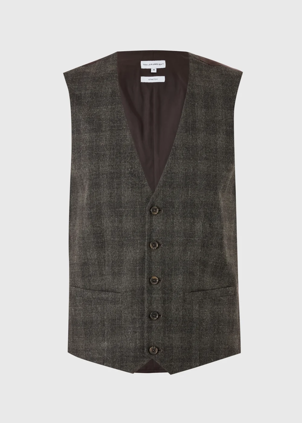 Taylor & Wright Stamford Brown Check Suit Waistcoat - XS Image 3