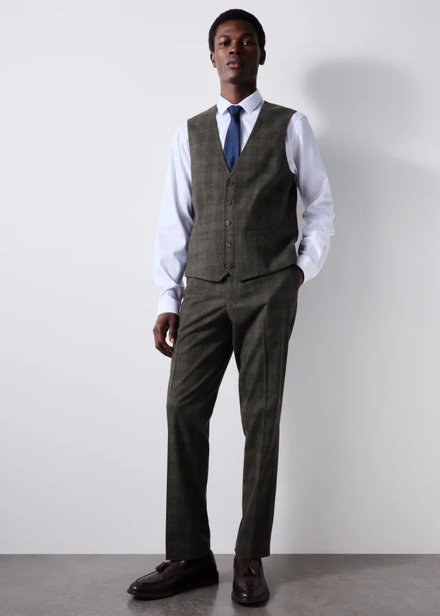 Taylor & Wright Stamford Brown Check Suit Waistcoat