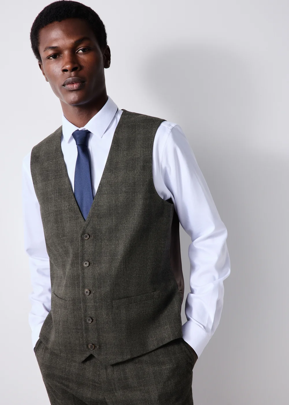 Taylor & Wright Stamford Brown Check Suit Waistcoat - XS Image 1