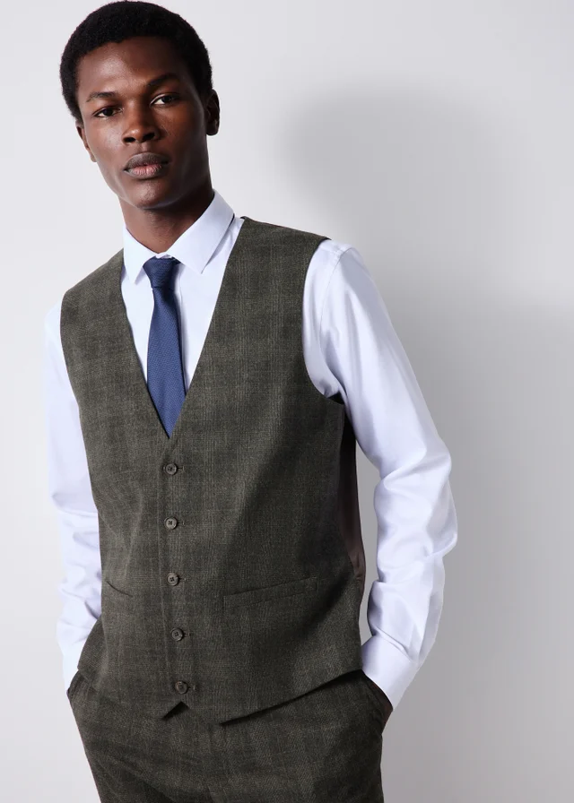 Taylor & Wright Stamford Brown Check Suit Waistcoat