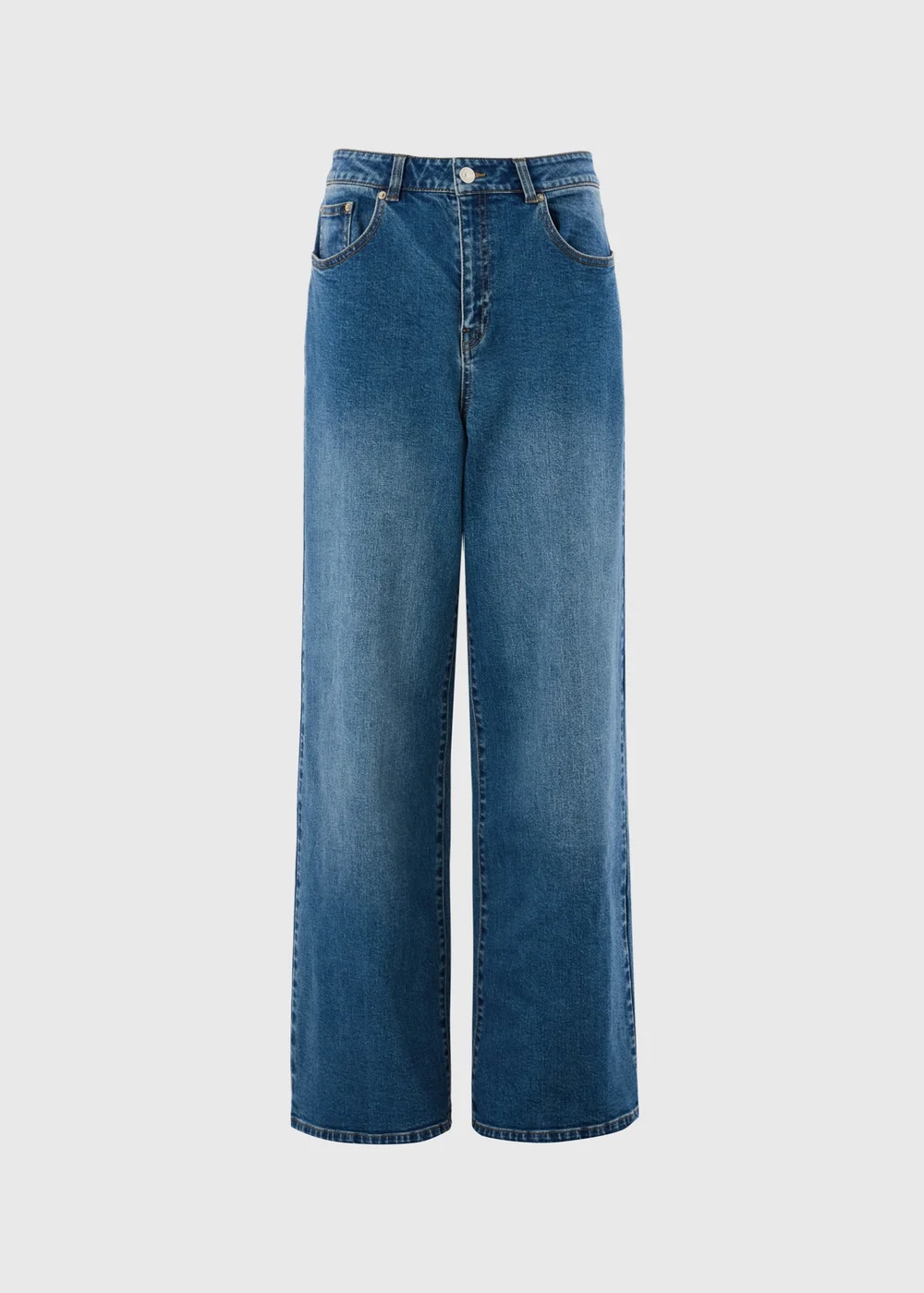 Blue Stretch Mid Rise Wide Leg Jeans - 24/L29 Image 5