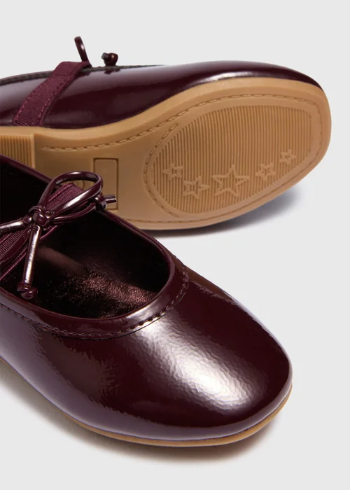 Girls Plum Patent Ballet Shoes (Younger 4-11) - 4 Infants Image 2