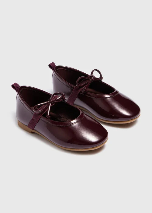 Girls Plum Patent Ballet Shoes (Younger 4-11) - 4 Infants Image 1