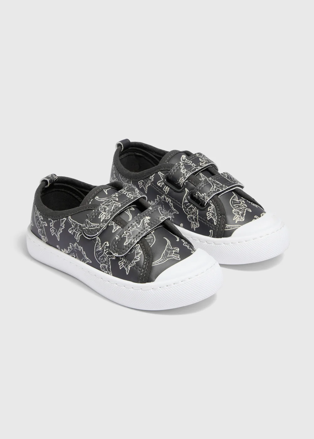 Boys Charcoal Dinosaur Trainers (Younger 4-12) - 4 Infants Image 1