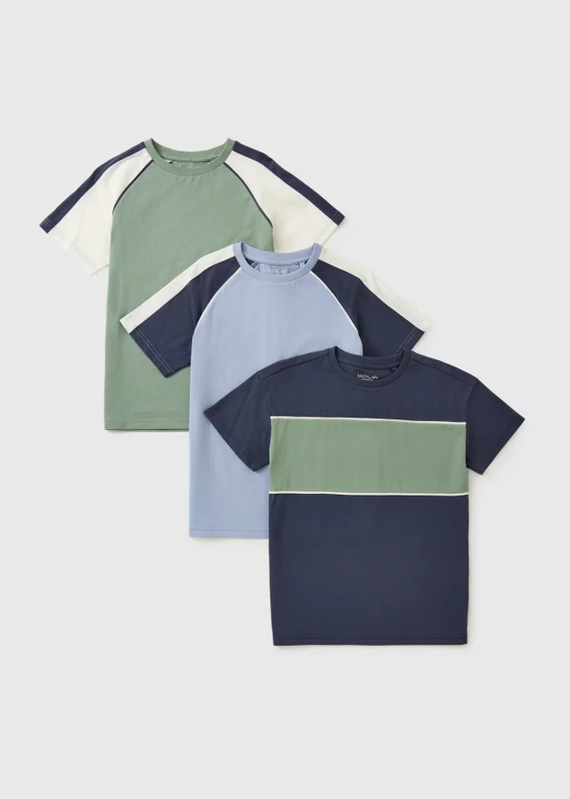 3 Pack Boys Multicolour Cut & Sew T-Shirts (7-15yrs)