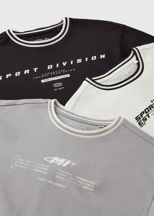 3 Pack Boys Slogan Tipped T-Shirt - 14 Yrs Image 2