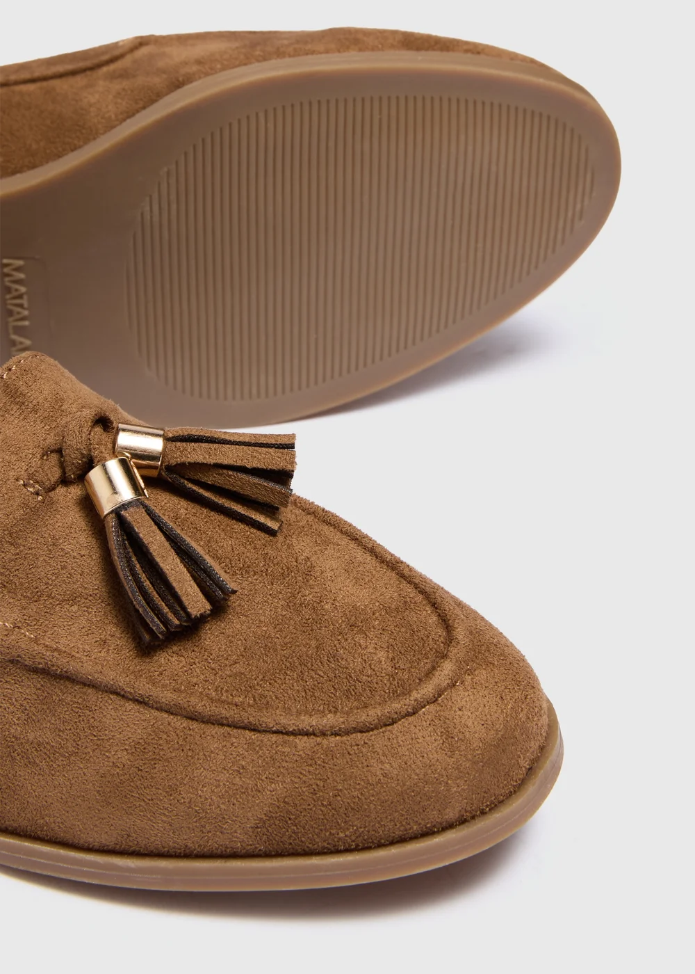 Tan Faux Suede Tassel Loafers - 3 Image 2