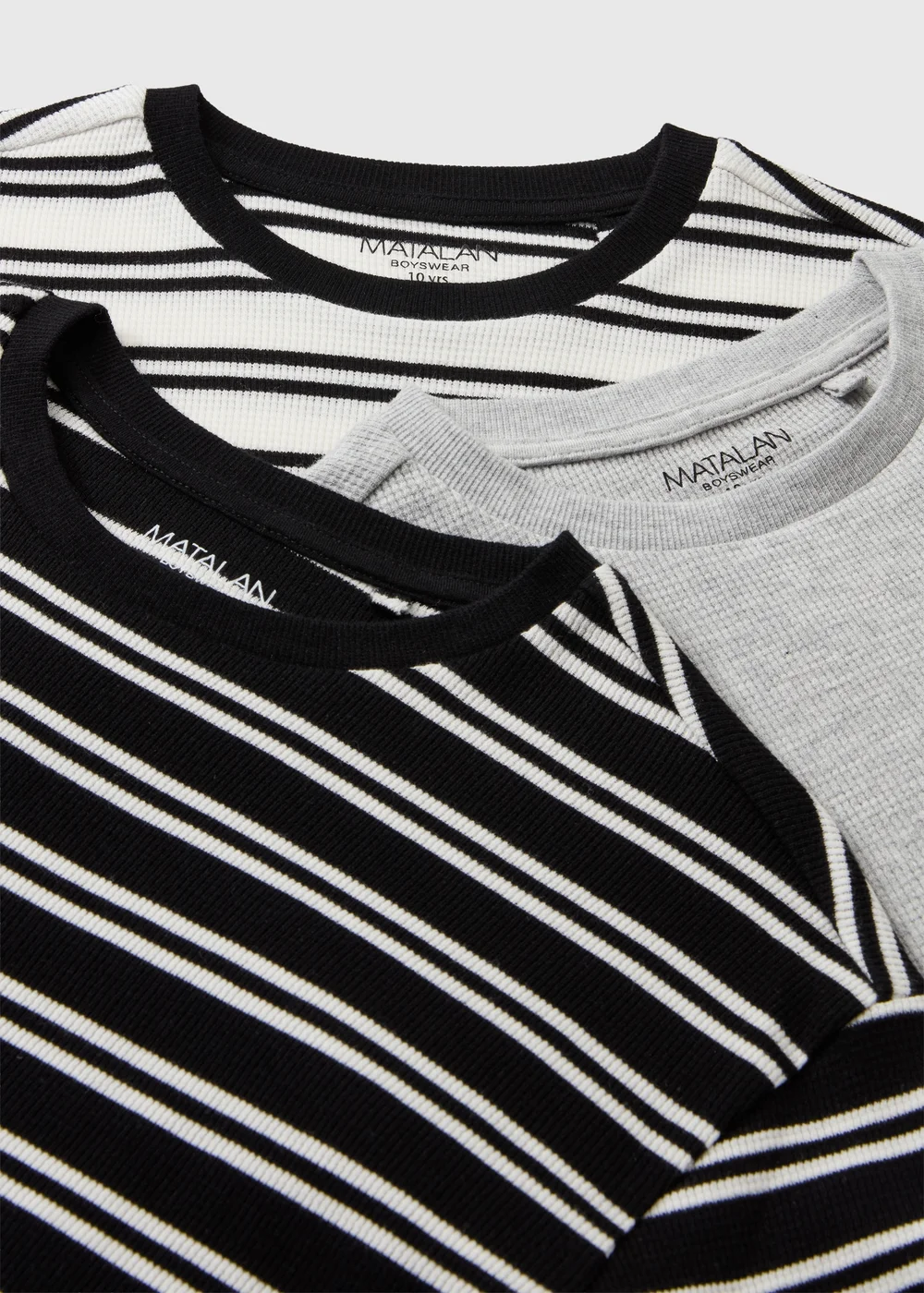 3 Pack Boys Black Textured Stripe T-Shirts (7-15yrs) - 7 Yrs Image 2