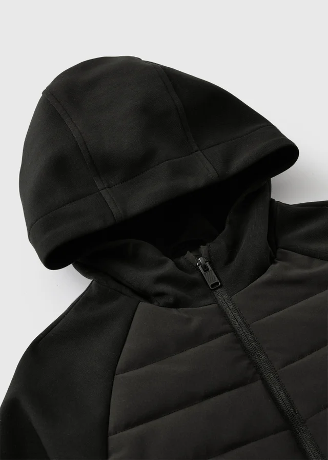 Boys Black Quilted Hybrid Jacket (7-15 Yrs)
