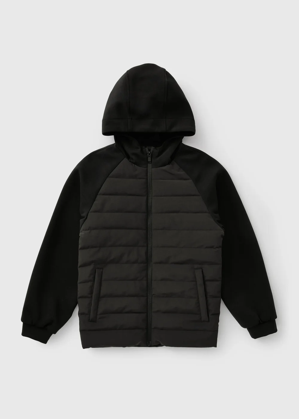 Boys Black Quilted Hybrid Jacket (7-15 Yrs) - 7 Yrs Image 1