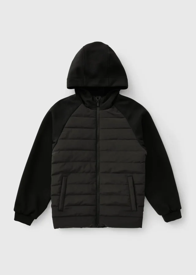 Boys Black Quilted Hybrid Jacket (7-15 Yrs)