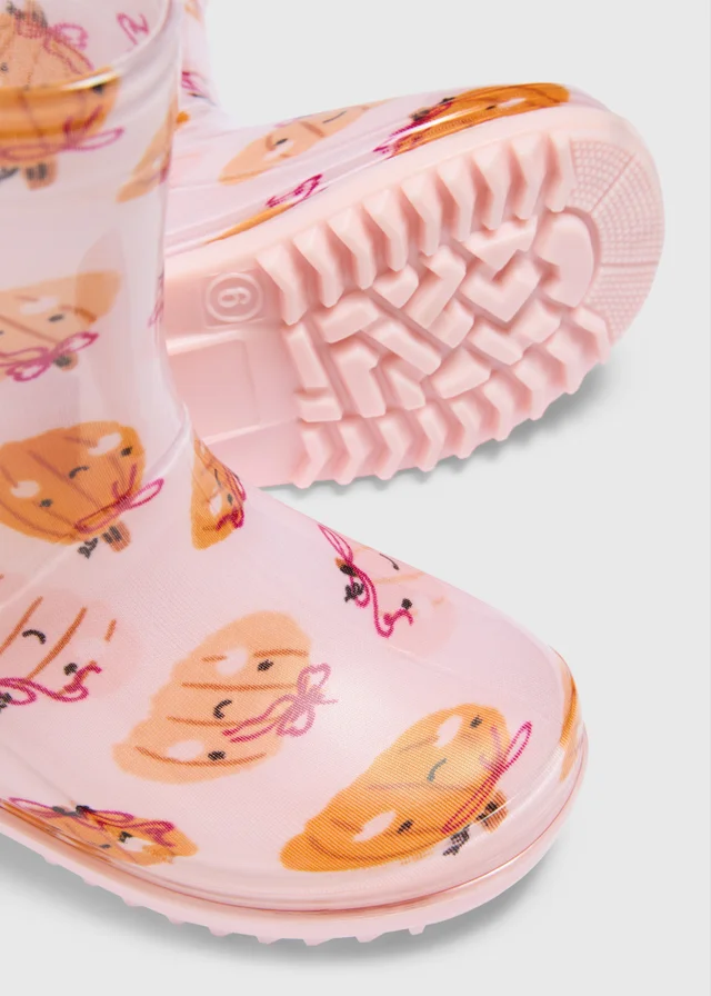 Girls Pink Pumpkin PVC Wellies (Younger 4-12)
