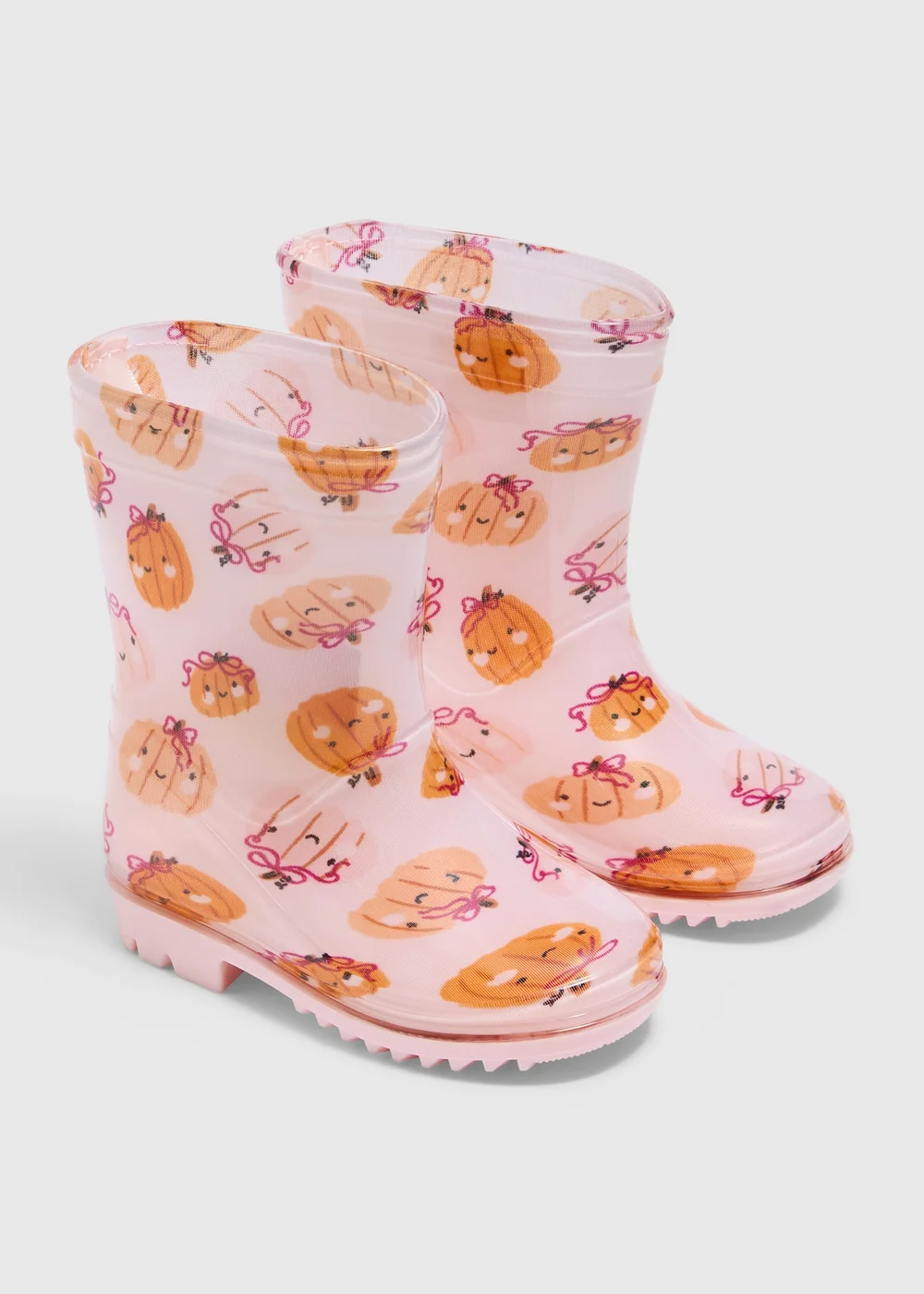 Girls Pink Pumpkin PVC Wellies (Younger 4-12) - 4 Infants Image 1