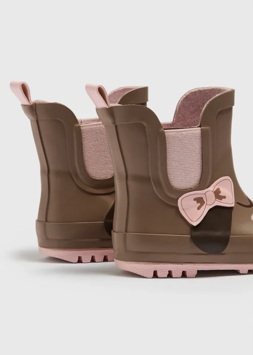 Girls Brown Sausage Dog PVC Wellies (Younger 4-12) - 4 Infants Image 2