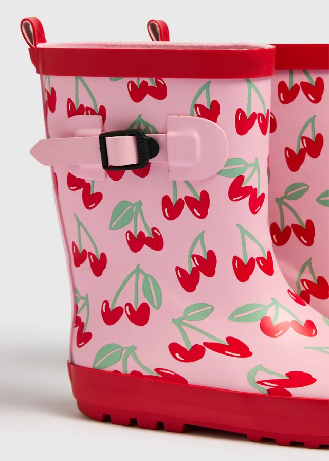 Girls Pink Cherry Wellies (Younger 10-Older 5)
