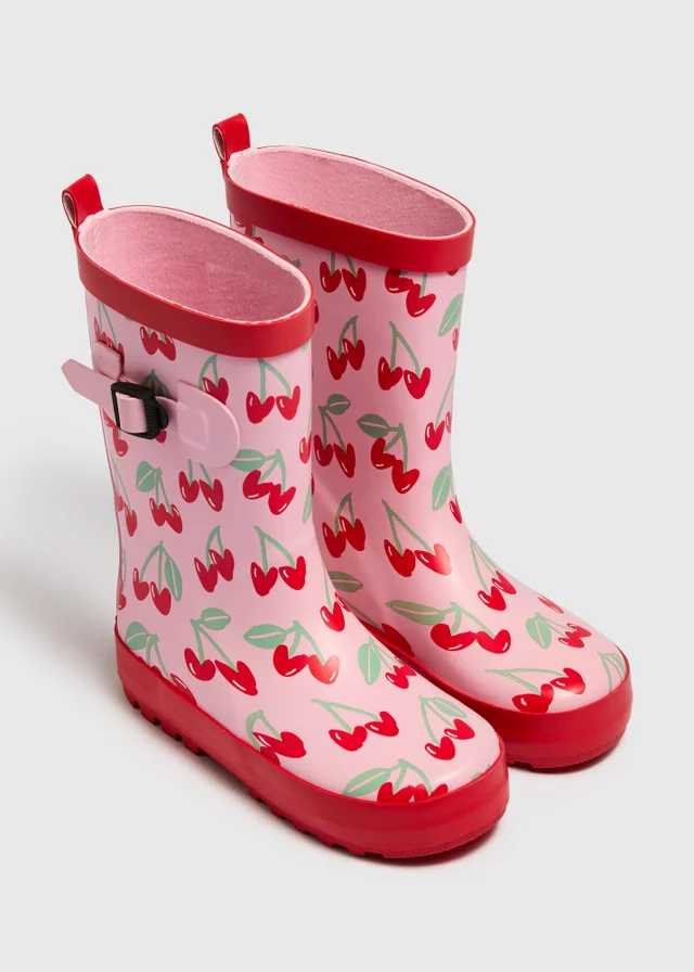 Girls Pink Cherry Wellies (Younger 10-Older 5)