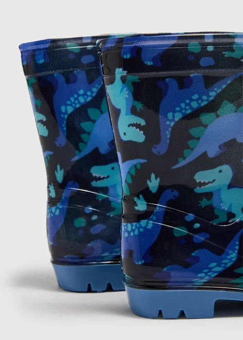 Boys Navy Dinosaur PVC Wellies (Younger 4-12) - 4 Infants Image 2