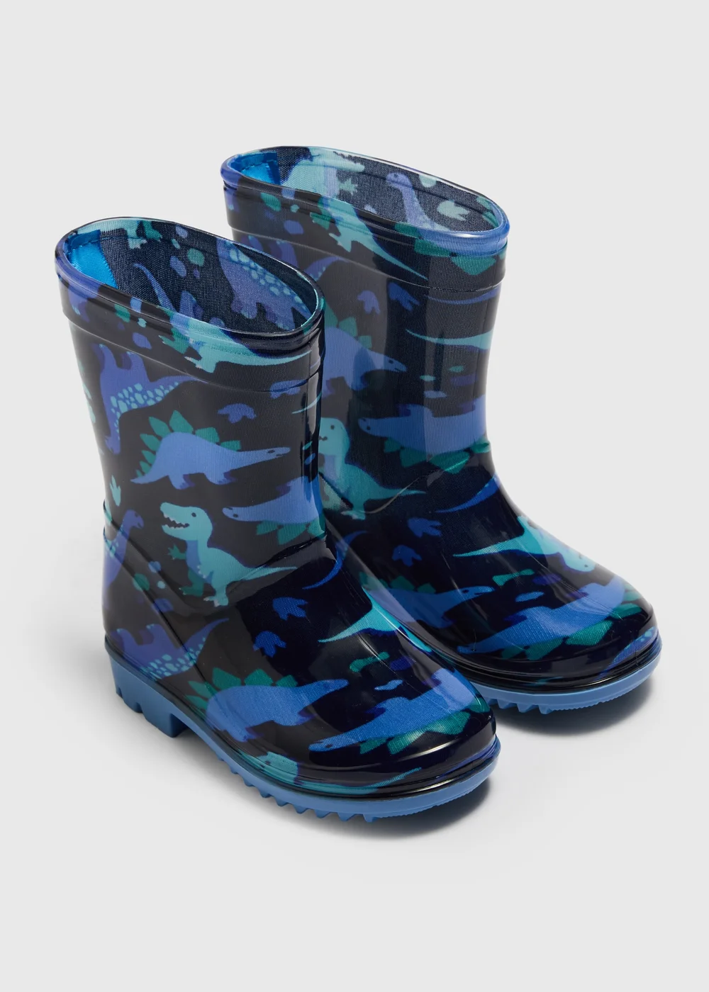 Boys Navy Dinosaur PVC Wellies (Younger 4-12) - 4 Infants Image 1