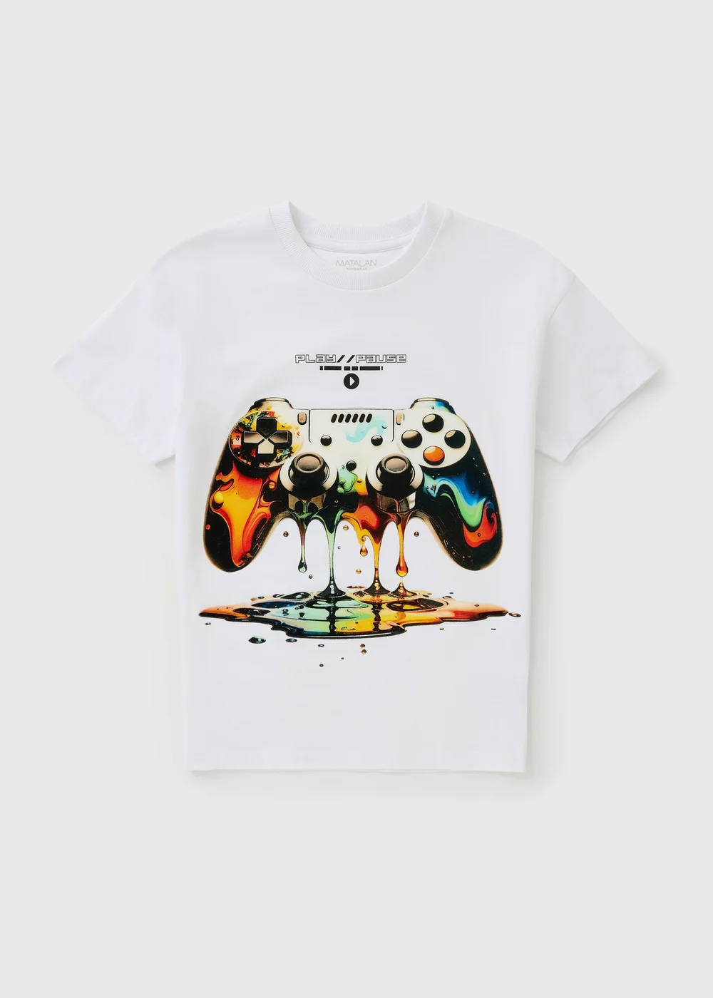 Boys White Drip Game Control T-Shirt (7-15yrs) - 7 Yrs Image 1