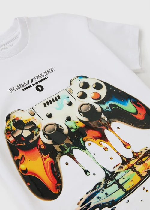 Boys White Drip Game Control T-Shirt (7-15yrs) - 7 Yrs Image 2