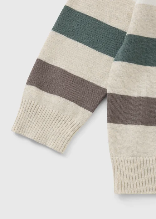 Boys Oatmeal Stripe Fine Knitted Jumper (1-8yrs) - 1-1.5 Yrs Image 2