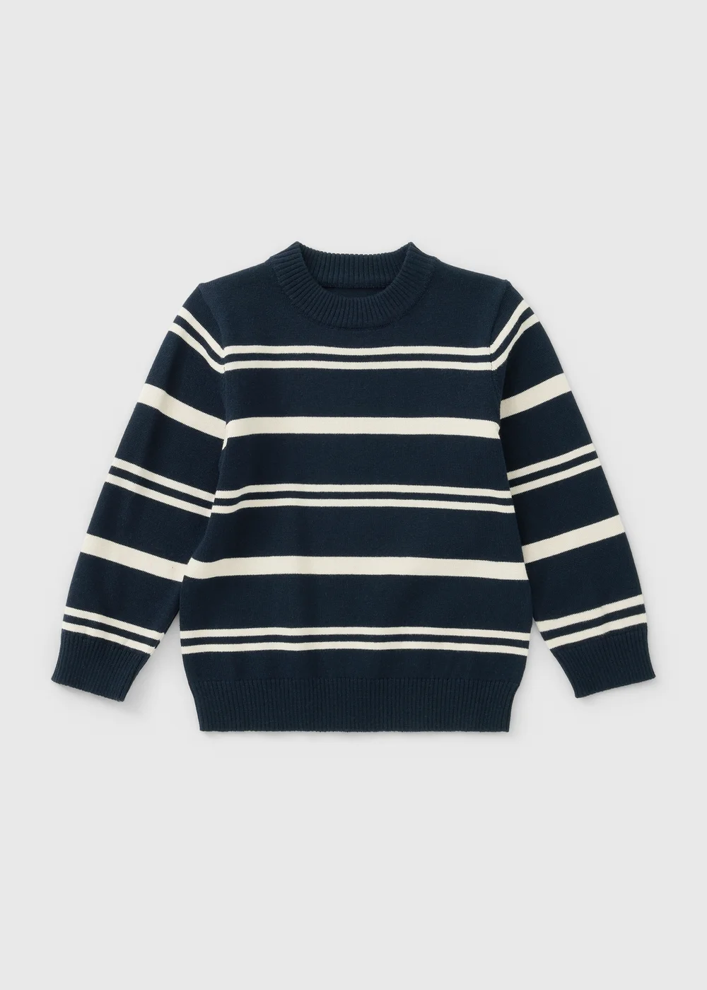 Boys Navy Striped Fine Knitted Jumper (1-8yrs) - 1-1.5 Yrs Image 1