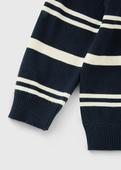 Boys Navy Striped Fine Knitted Jumper (1-8yrs) - 1-1.5 Yrs Image 2