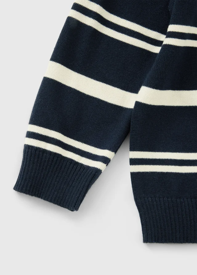 Boys Navy Striped Fine Knitted Jumper (1-8yrs)