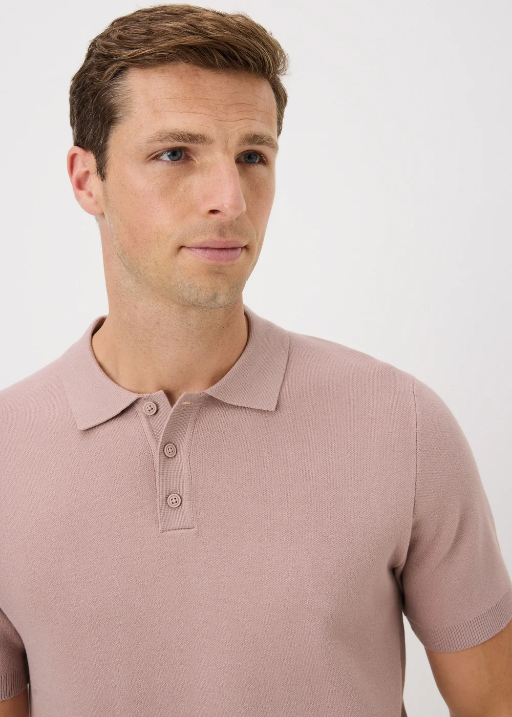 Pink Knitted Polo Shirt - M Image 3