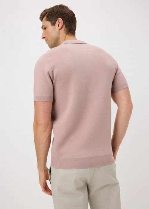 Pink Knitted Polo Shirt - M Image 2
