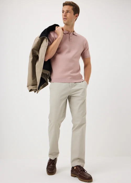 Pink Knitted Polo Shirt - M Image 1