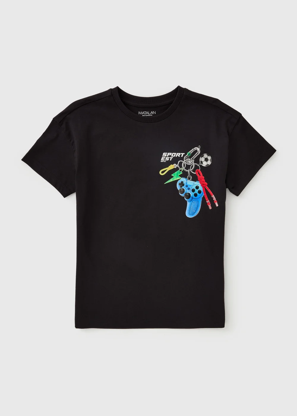 Boys Black Car Key Graffiti T-Shirt (7-15yrs) - 7 Yrs Image 1