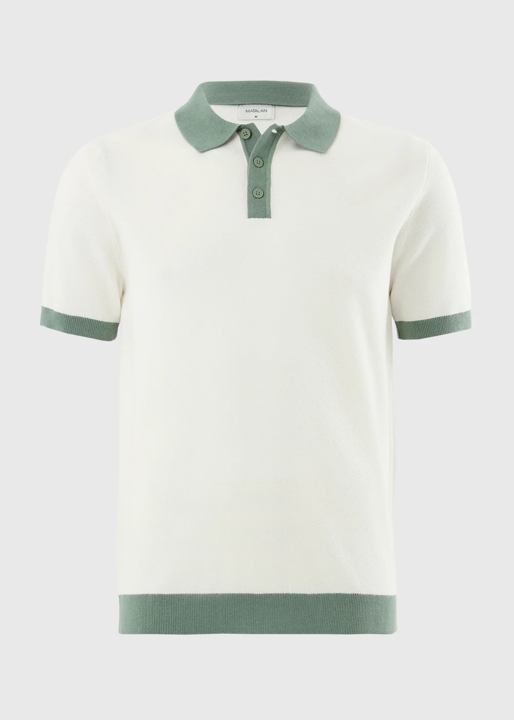 Cream Pique Contrast Collar Polo Shirt - S Image 4