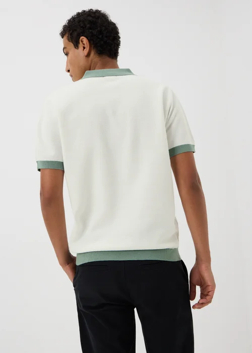 Cream Pique Contrast Collar Polo Shirt - S Image 2