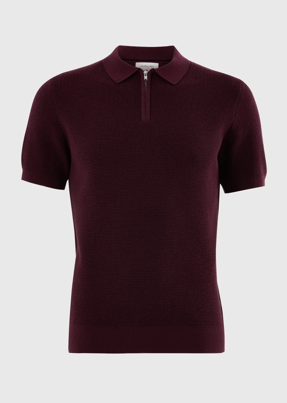Burgundy Waffle Polo Shirt - S Image 4