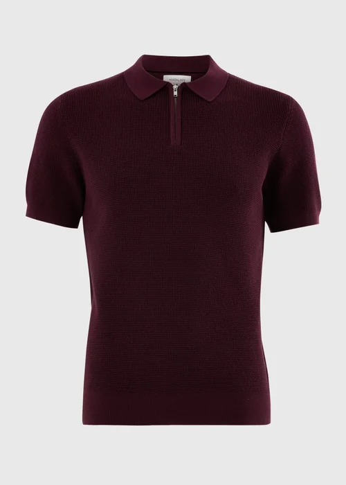 Burgundy Waffle Polo Shirt - S Image 4