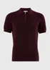 Burgundy Waffle Polo Shirt - S Image 4